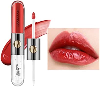 WALULAN Double-ended Lip Oil,Matte Lip Gloss, Waterproof Sweatproof Lipstick Sealer,Lip Glow Oil,Plumper Clear Hydrating, Lipstick Raincoa