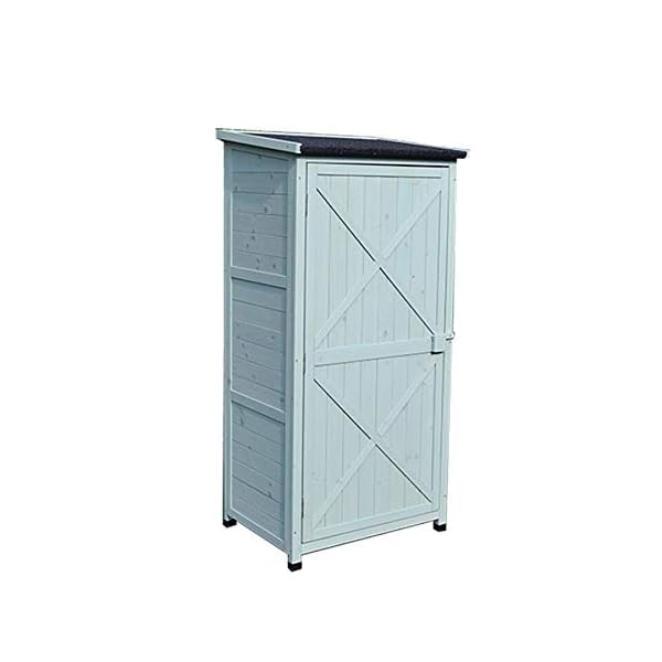 PQXOER Garten und Geräteschrank Im Freien hölzernen Werkzeugen Kabinett Storage Shed 3-Tier Abnehmbarer Regal for Balkon…