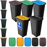 KADAX - Juego de contenedores para recolección de residuos, 5 x 30 L, juego de...