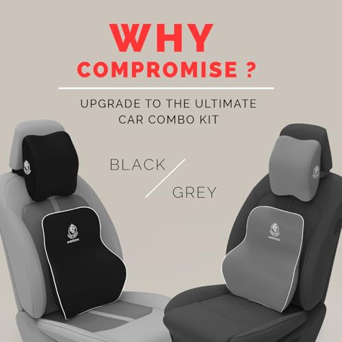 Image of MRRON Series Memory Foam Neck Rest & Extra Lumbar, Relief Pillow, 100% Soft Memory Foam Pillow, Adjustable Strap, Cervical Support for Car Seat. (Black, Long Back)