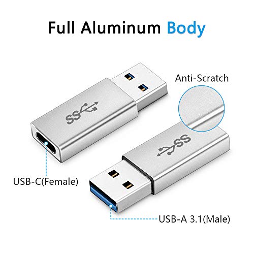 Image of Electop USB 3.1 Male to Type C Female Adapter (2 Pack), Type A to C USB 3.1 Male to USB C Female Adapter Converter Support Data Sync & Charging