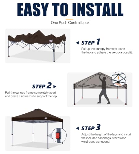 Image of MASTERCANOPY 10x10 Durable Pop Up Canopy Tent with Roller Bag, Brown