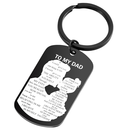 Fathers Day Dad Gifts from Daughter Dads Birthday Gift Dads Christmas Stocking Stuffers Keychain Present for Dad (Black) - Image 3