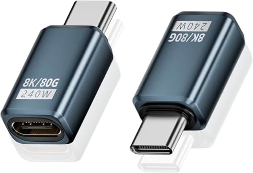 Image of ETZIN USB C Extension Adapter [80Gbps /240W PD /8K@60Hz] 1-Pack, Male to Female USB Type C Extender Support Type C Fast Charging for Thunderbolt 5 /4, Steam Deck, Switch EPL-1553CC