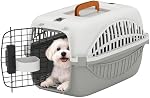 PawHut Plastic Dog and Cat Kennel Hard Sided, Airline Approuvé Pet Carrier pour Mini Chiens et chats, Crate portable avec porte en fil d'acier, Water Bowl, pour voiture, avion, extérieur
