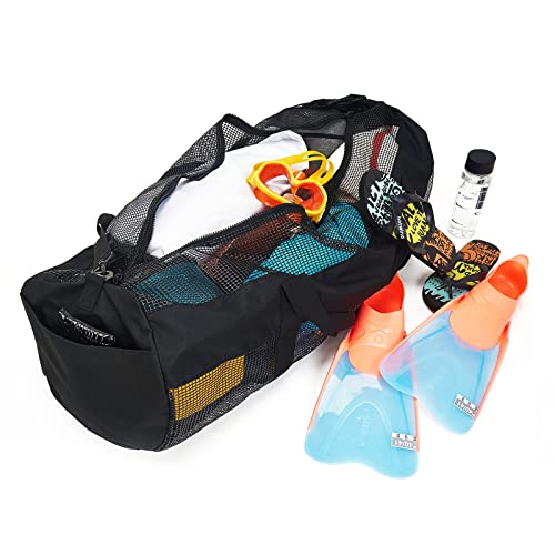 Moocy Mesh Duffel Bag, Xl Heavy Duty Beach Totes With Side Pockets And Zipper For Dive, Scuba, Diving, Snorkeling Storage | Workout, Gym, Wrestling Bag (Xl -Black) #TOP6