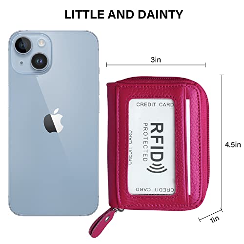 Image of RFID Blocking Genuine Leather Credit Card Case Holder Security Travel Wallet - Rose