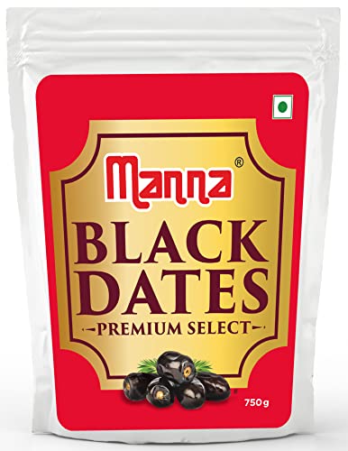 Image of Manna Black Dates 1.5kg - Premium Imported Dried Black Dates. 100% Natural. Rich in Iron, Fibre & Vitamins (750g x 2 Packs) | Khajoor | Khajur