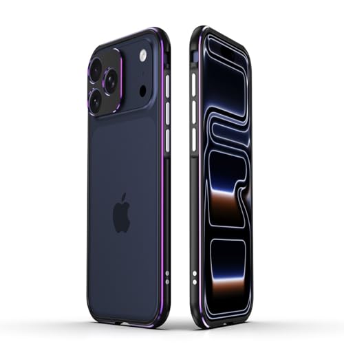 Coque iPhone 17 Pro Max violette avec bumper en métal et protection d'objectif intégrée