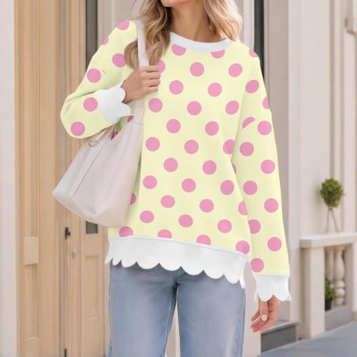 Oversized Sweatshirt for Women Cotton Scalloped Hem Trendy Pullover - image 3