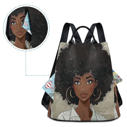 Image of ALAZA Beautiful Black Afro Woman Trips Hiking Camping Rucksack Pack for Women