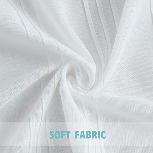 Xwincel Kitchen Tiers Cafe Window Curtains 24 Inch Length Linen Texture Short Drapes Half Window Curtain Light Filtering For Cafe Small Window Bathroom Farmhouse Rod Pocket 27W*24L, 2 Panels #TOP4