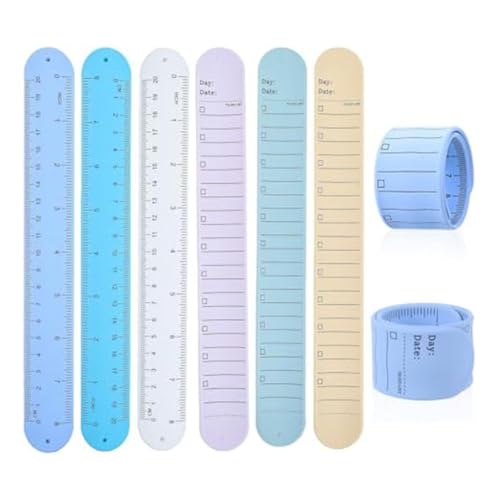 MARALANG Wristbands, 6 Pieces to Do List Slap Bracelets Silicone Reusable Erasable Wrist for Daily Planner Study Tasks