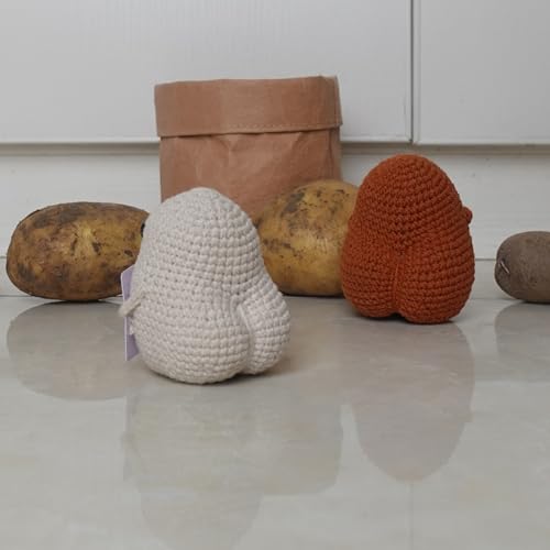 Crochet Positive Potato, Funny Cute Small Gifts for Friends,Potato with Positive Message Card for Encouragement,Beige4