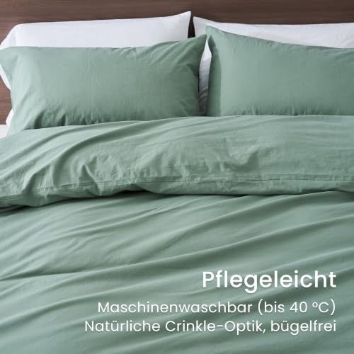 Duvetnova Bettwäsche 220x240 Baumwolle Grüne Superweiche 100% Vorgewaschene Baumwolle ÖKO-TEX Bettwäsche Übergröße 1 Bettbezug 220x240+ 2… – Ansicht 7