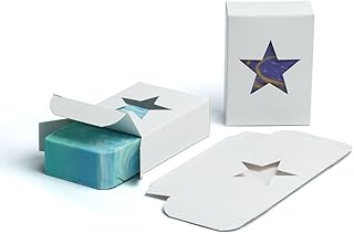 White → Star Window Soap Boxes – 50 Pack White Recyclable Packaging for Handmade Soap, Celebrations, Baby Showers, Made in USA Small Business