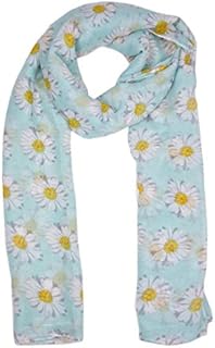 Goldkidlondon Lady Womens Colorful Long Daisy Flower Print Scarf Wraps Shawl Soft Scarves-(Sc41-Turquoise)