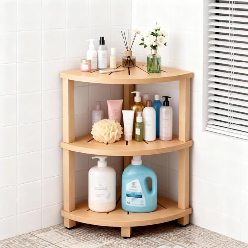 ACUEL Poly Lumber 3-Tier Corner Shower Caddy Stand, HIPS Waterproof