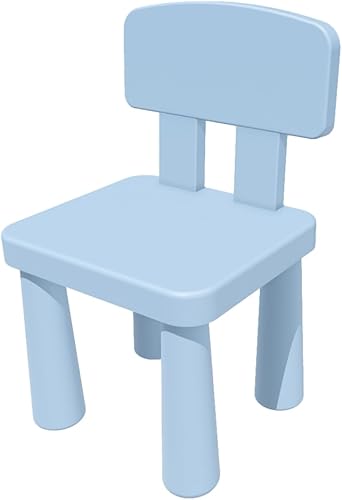 Silla azul para mesa para niños, respaldo de plástico PP, silla para niños de 1, 2, 3, 4, 5, 6, fomenta la concentración y la seguridad