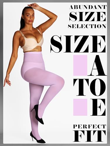 Image of HONENNA Semi Opaque Silky Women Pantyhose Tights, 20+ Colors Invisibly Toe Reinforced 60 Den Size A-E