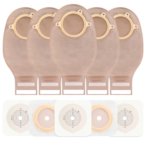 Steawoce Colostomy Bags, 20 PCS Ostomy Supplies Two Piece 15mm-57mm Cut to Fit Drainable Pouches for Ileostomy Stoma Care (15 * Ostomy Bags +5 * Barriers)