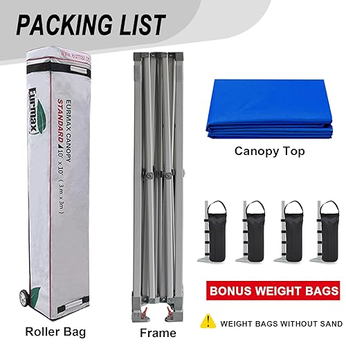 image for Eurmax USA Standard 10x10ft Patio Pop Up Canopy Tent for Outdoor Event