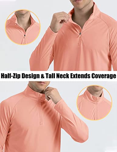 Upf 50+ Shirts Men Long Sleeve Sun Protective Shirts Fishing Shirts Outdoor Hiking Shirts Men Quick Dry Running Shirts Upf Shirts Beach Shirts Apricot #TOP5