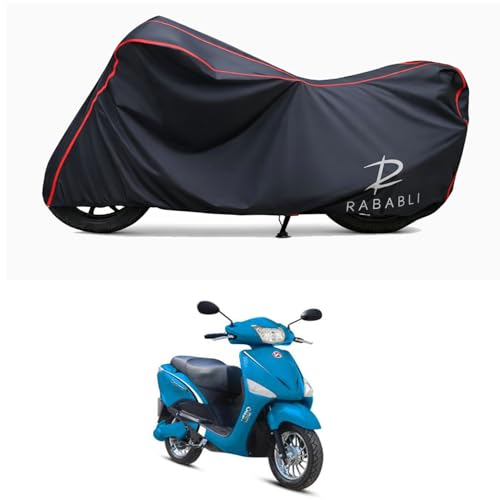 Image of Waterproof Bike Body Cover Compatible for | Ampere Magnus EX | Taffeta Fabric, Red Piping Design, Bottom Elastic Fit | Dustproof, Sun UV & Rain Protection for All Bikes