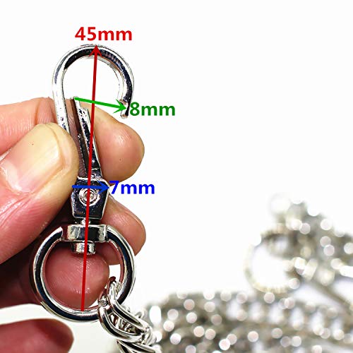 Image of Model Worker DIY Iron Flat Chain Strap Handbag Chains Purse Chain Straps Shoulder Cross Body Replacement Straps with Metal Buckles (55 inch, Silver)