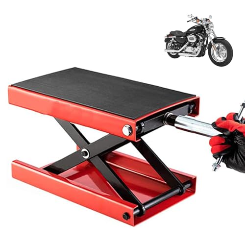 Gato elevador de tijera ajustable para motocicleta, capacidad de 500 kg, parte superior de goma antideslizante, fácil de usar para motocicletas, cuatrimotos, motos de cross, herramienta de elevación