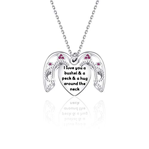 I Love You a Bushel and a Peck and a Hug Around The Neck Necklace Heart Lockets Necklace Mother Gift (Heart Lockets Necklace)