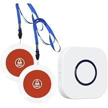 Wireless Caregiver Pager Call Button System with Emergency Buzzer Buttons SOS Alert, 38 Melodies AB Buttons 1000+ Feet Range for Elderly Disabled Home Care, 1 Receiver + 2 Transmitters White