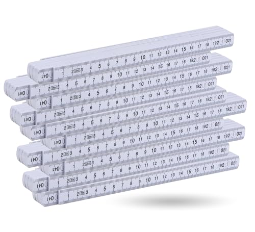 10x Meterstab weiß bruchsicher - messgenauer Zollstock 2 Meter - leicht zu lesen