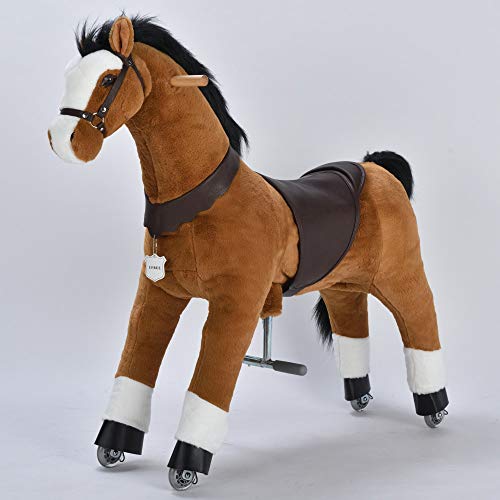 Ufree Large Mechanical Rocking Horse Toy, Ride on Bounce up and Down and Move, 44 inch for Children 6 to Adult (Black Mane and Tail)