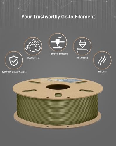 Image of DURAMIC 3D PLA+ Printer Filament 1.75mm PLA Plus Neatly 2Kg Spool(2.2lbs) | PLA Pro Tougher and Stronger, Dimensional Accuracy Probability + /- 0.02mm Army Green