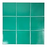 Set of 9 Ceramic Tiles 4'x4' Solid Color Versatile and Long-Lasting Wall and Floor Decor Backsplash Kitchen Bathroom (Teal Green)