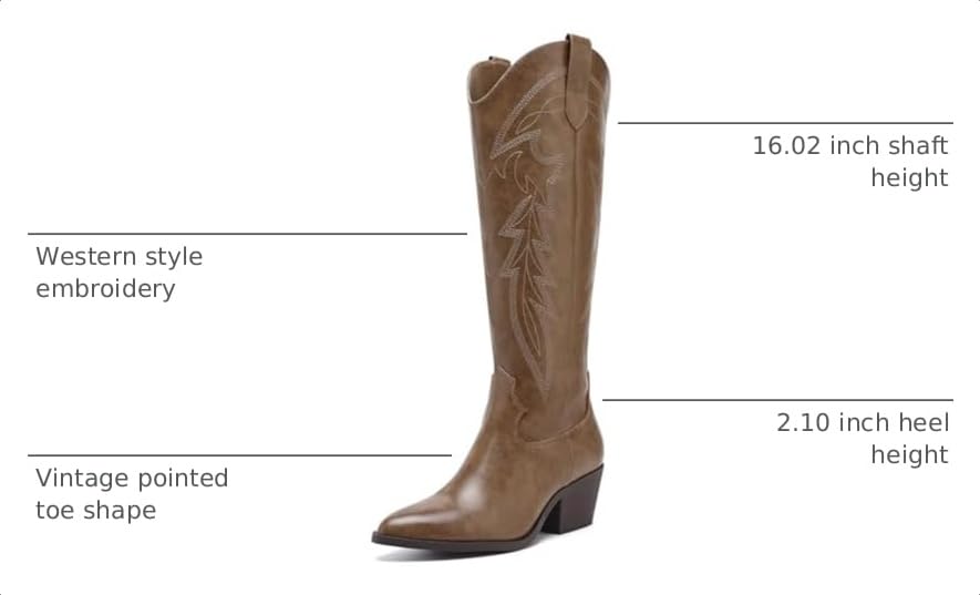 Image of LISYIIZ Women's Cowboy Boots, Knee High Western Pointed Toe Boots