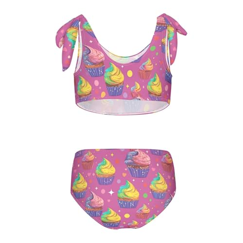 Wusikd Rainbow Cupcakes Girls Swimsuits Two Piece Swimwear Bikini Set for for Girls Size 3T2