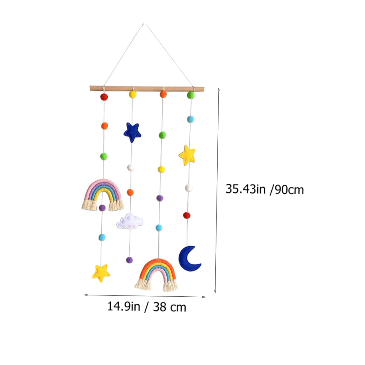 OFFSCH Unique Hanging Pendant Picture Organizer Nordic Rainbow Photo Storage Rack with Clips Wall Decoration for Living Room Bedroom Balcony and Shop