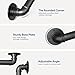 Abiglifty 3FT Pipe Handrail, Hand Rails for Indoor Stairs, Stair Railing Indoor, Grab Bars for Wall, Outdoor Handrails for Exterior Steps, Elderly Safety Handle for Stairs Porch Bathroom (Black,90cm)