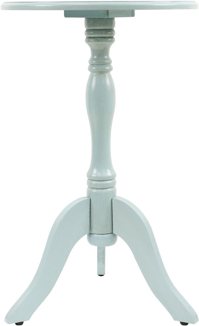 Decor Therapy Simplify Round Pedestal Accent Side Table, Chic & Compact MDF Furniture for Traditional Stylish Spaces - Antique Iced Blue - (15" x 15" x 24")