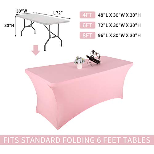 Yetomey Rectangular Fitted Spandex Tablecloths Stretchable Patio Table Covers For Birthday Party Wedding Pop Up Shop More Flexibility & Weight (Pink, 6Ft) #TOP1