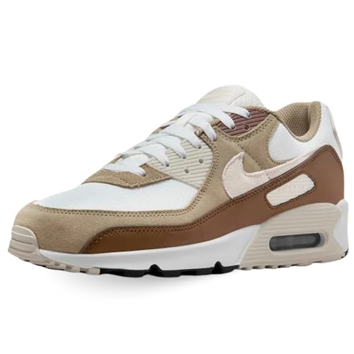Nike Air Max 90 Men's Shoes (DM0029-109, Summit White/Khaki/Light Orewood Brown/Black) Size 8