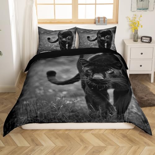 Erosebridal Kids Cheetah Bedding Set King Leopard Duvet Cover for Boys Girls,Modern Africa Animal Pattern Printed Comforter Cover Soft Microfiebr Quilt Cover with Zipper,No Comforter