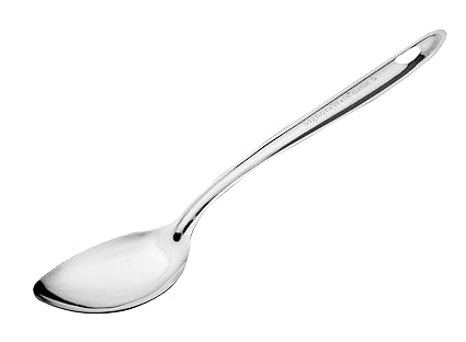 SignoraWare Kitchen Tools Stainless Steel (Food Grade) Heavy Gauge (1.1 MM) Classic Solid Pan Spoon No.2 (Serving Spoon) Chamcha for Serving Rice/Pasta/Subzi (Size 20.6 cm)