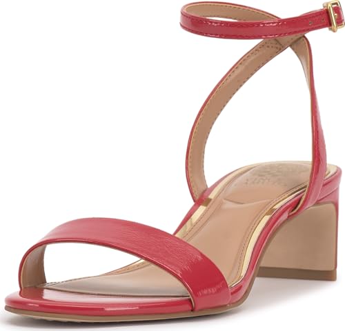 Vince Camuto, Women's, Lylah Kitten Heel Ankle Strap Sandals, Salsa, 10, Medium