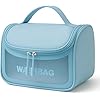 Necessaire Transparente Viagem Bolsa Ideal para Cosméticos Maquiagem Higiene Pessoal Fechamento com Zíper Fácil Acesso Design Moderno Funcional Impermeável (Azul)