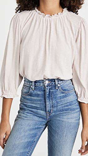 Velvet By Graham & Spencer Women's Barbara Cotton Slub Ruffle Mock Neck T-Shirt, Peony, Xs #TOP1