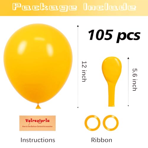 Image of Voircoloria 105pcs Lemon Yellow Balloons 12inch Party Latex Balloons for Boys Girls Birthday Baby Shower Gender Reveal Wedding Sunflower Party Decorations