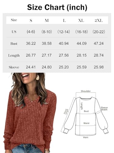 V Neck Long Sleeve Shirts for Women Casual Fall Tops Lightweight Tunic Sweaters Fashion Clothes 20252